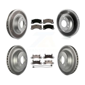 Front Rear Coated Disc Brake Rotors And Ceramic Pads Kit (6Pc) For Porsche Cayenne KGT-102046