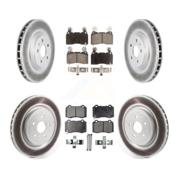 Front Rear Coated Disc Brake Rotors And Ceramic Pad Kit For 2010-2015 Chevrolet Camaro SS KGT-102105