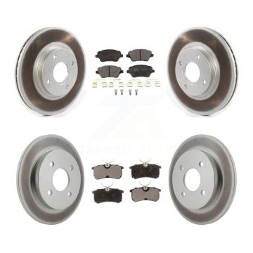 Front Rear Coated Disc Brake Rotors And Ceramic Pads Kit For 2014-2019 Ford Fiesta ST KGT-102121
