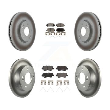 Front Rear Coated Brake Rotor Ceramic Pad Kit For 2016-2017 Hyundai Veloster Turbocharged KGT-102143