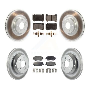 Front Rear Coated Disc Brake Rotors And Ceramic Pads Kit For Hyundai Genesis 4.6L KGT-102149