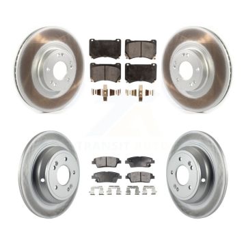 Front Rear Coated Disc Brake Rotors And Ceramic Pads Kit For Hyundai Genesis KGT-102150
