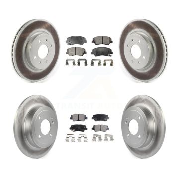 Front Rear Coated Disc Brake Rotors And Ceramic Pads Kit For Kia Rio KGT-102156