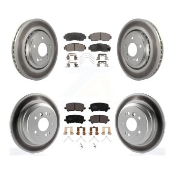 Front Rear Coated Disc Brake Rotors And Ceramic Pads Kit For 2019-2024 Honda Passport KGT-102158
