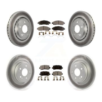 Front Rear Coated Disc Brake Rotors And Ceramic Pads Kit For Acura MDX KGT-102159
