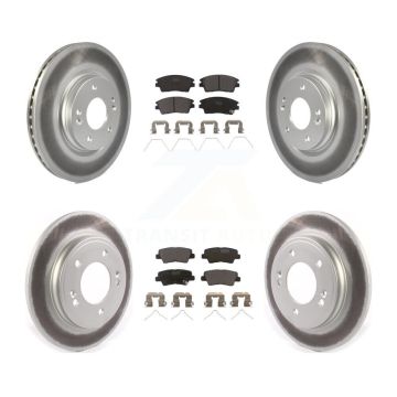 Front Rear Coated Disc Brake Rotor And Ceramic Pad Kit For 2017-2020 Hyundai Elantra 1.6L KGT-102167