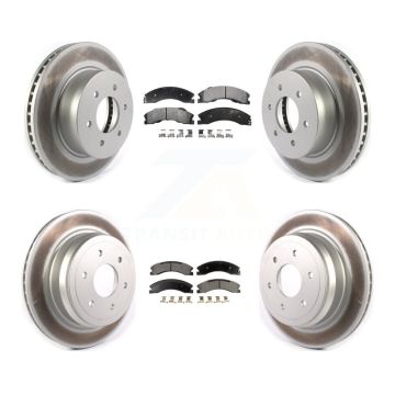 Front Rear Coated Disc Brake Rotors And Ceramic Pads Kit For 2016-2024 Nissan TITAN XD KGT-102170