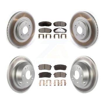 Front Rear Coated Disc Brake Rotors And Ceramic Pads Kit For 2015-2021 Kia Sedona KGT-102176