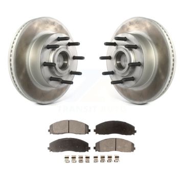 Front Coat Disc Brake Rotors Hub Assembly Ceramic Pad Kit For Ford F-350 Super Duty F-250 KGT-102225