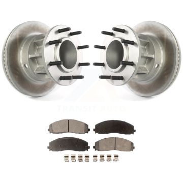 Front Coated Disc Brake Rotor Hub And Ceramic Pad Kit For Ford F-350 Super Duty F-250 RWD KGT-102226