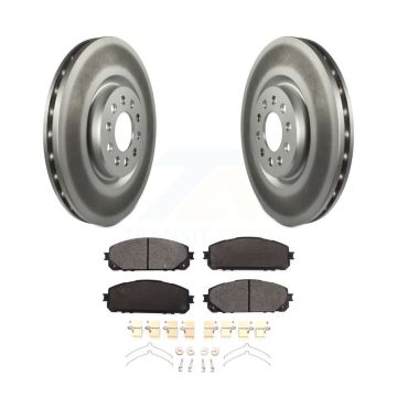 Front Coated Brake Rotor Ceramic Pad Kit For 14-23 Jeep Cherokee With Dual Piston Caliper KGT-102227