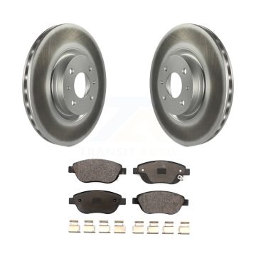 Front Coated Brake Rotors Ceramic Pad Kit For 12-17 Fiat 500 Turbocharged with GAS engine KGT-102252
