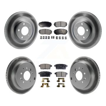 Front Rear Coated Disc Brake Rotors And Ceramic Pads Kit For Ford Edge Lincoln MKX KGT-102263