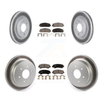 Front Rear Coated Disc Brake Rotors And Ceramic Pads Kit For 2017-2023 Nissan TITAN KGT-102267