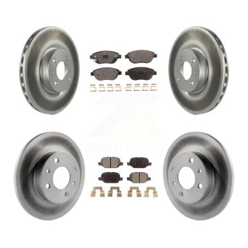 Front Rear Coated Brake Rotor & Ceramic Pad Kit For Fiat 500 Turbocharged with GAS engine KGT-102273