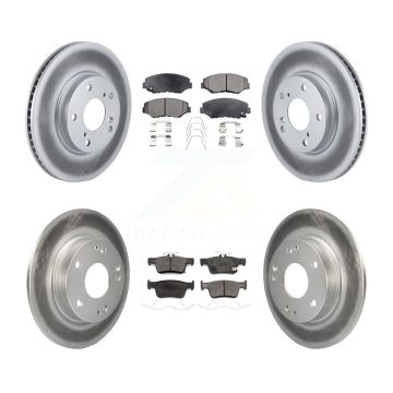 Front Rear Coated Disc Brake Rotors And Ceramic Pads Kit For Honda Civic KGT-102277