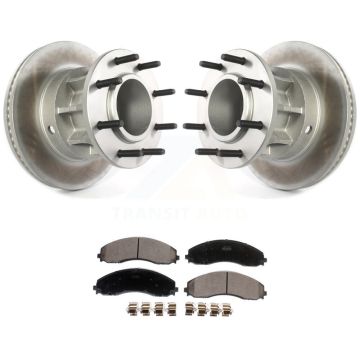 Front Coated Disc Brake Rotor Hub & Ceramic Pad Kit For Ford F-450 Super Duty F-550 4 X 2 KGT-102297