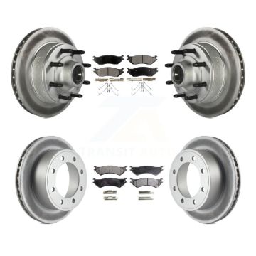 Front Rear Coated Disc Brake Rotors And Ceramic Pad Kit For 2007 Ford E-150 From 10 17 06 KGT-102337