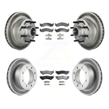 Front Rear Coated Brake Rotor & Ceramic Pad Kit For Ford E-350 Super Duty E-250 Econoline KGT-102338