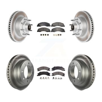 Front Rear Coated Disc Brake Rotors Ceramic Pad Kit For Ford E-350 Super Duty E-250 E-150 KGT-102348