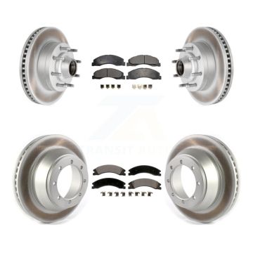 Front Rear Coated Disc Brake Rotors And Ceramic Pads Kit For Ford E-450 Super Duty KGT-102350