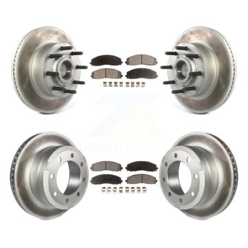 Front Rear Coated Disc Brake Rotors And Ceramic Pads Kit For Ford F-350 Super Duty F-250 KGT-102353