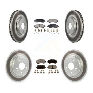 Front Rear Coated Brake Rotor Ceramic Pad Kit For 2014-2020 Acura RLX Sport Hybrid SH-AWD KGT-102362
