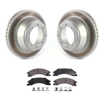 Rear Coated Brake Rotor Ceramic Pad Kit For 2009-2010 Ford E-450 Super Duty DIESEL engine KGT-102370