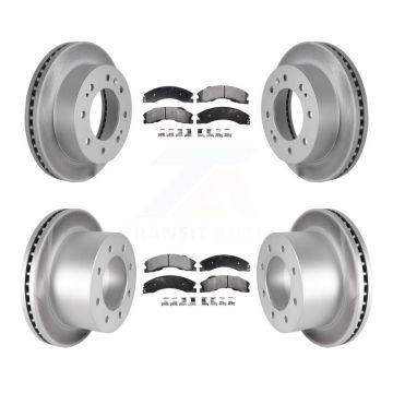 Front Rear Coated Brake Rotors Ceramic Pad Kit For GMC Sierra 3500 HD Chevrolet Silverado KGT-102386