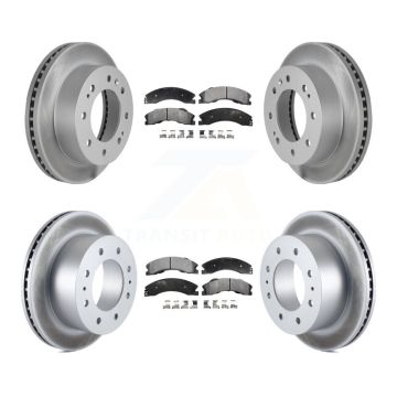 Front Rear Coated Brake Rotors Ceramic Pad Kit For GMC Chevrolet Sierra 2500 HD Silverado KGT-102387