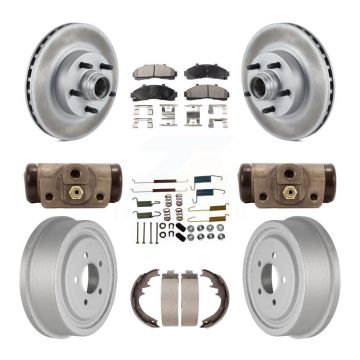Front Rear Coated Disc Brake Rotors Ceramic Pads And Drum Kit (9Pc) For Ford Ranger KGT-102446