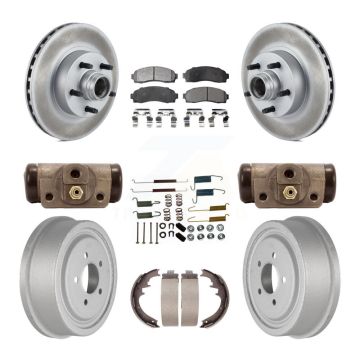 Front Rear Coat Disc Brake Rotor Ceramic Pad Drum Kit (9Pc) For 2006-2009 Ford Ranger RWD KGT-102447
