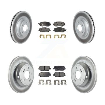 Front Rear Coated Disc Brake Rotors And Ceramic Pads Kit For Hyundai Genesis 3.8L KGT-102462