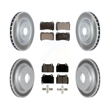 Front Rear Coated Disc Brake Rotors And Ceramic Pads Kit For Mitsubishi Lancer KGT-102464