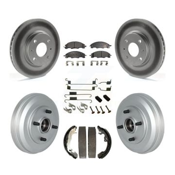 Front Rear Coated Disc Brake Rotors Ceramic Pad & Drum Kit (7Pc) For 2009-2011 Ford Focus KGT-102487
