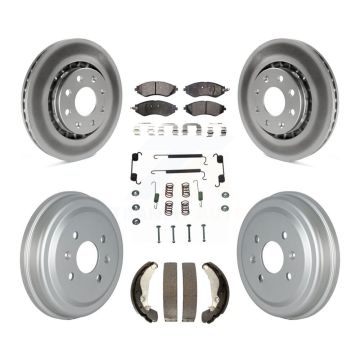 Front Rear Coated Brake Rotor Ceramic Pad Drum Kit (7Pc) For Chevrolet Aveo Pontiac Aveo5 KGT-102489