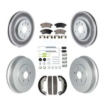 Front Rear Coated Disc Brake Rotor Ceramic Pad Drum Kit (7Pc) For Chevrolet Cruze Limited KGT-102490