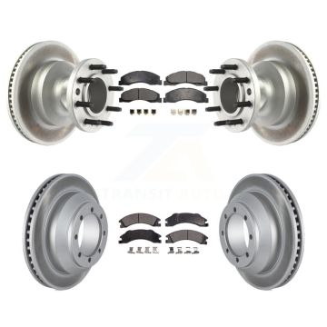 Front Rear Coated Disc Brake Rotors & Ceramic Pad Kit For Ford E-350 Super Duty Econoline KGT-102491