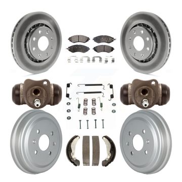 Front Rear Coated Brake Rotor Ceramic Pad Drum Kit (9Pc) For Chevrolet Aveo Pontiac Aveo5 KGT-102492