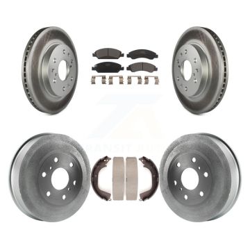 Front Rear Coat Brake Rotors Ceramic Pad Drum Kit For GMC Sierra 1500 Chevrolet Silverado KGT-102507