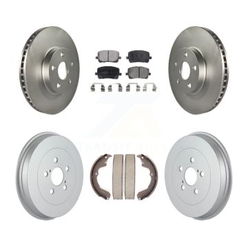 Front Rear Coated Disc Brake Rotors Ceramic Pad & Drum Kit For Toyota Matrix Pontiac Vibe KGT-102518