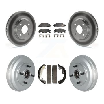 Front Rear Coated Disc Brake Rotors Ceramic Pads And Drum Kit For 2009-2011 Ford Focus KGT-102519