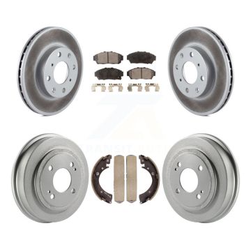 Front Rear Coated Disc Brake Rotors Ceramic Pads And Drum Kit For Honda Civic KGT-102527