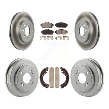 Front Rear Coated Disc Brake Rotors Ceramic Pads And Drum Kit For Honda Civic KGT-102528