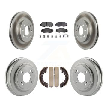 Front Rear Coated Disc Brake Rotors Ceramic Pads And Drum Kit For Honda Civic Acura EL KGT-102529