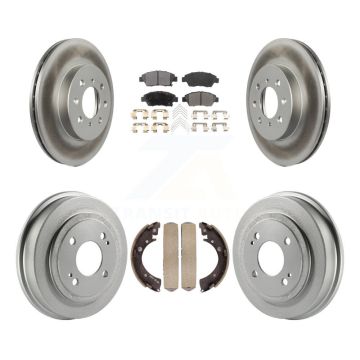 Front Rear Coated Disc Brake Rotors Ceramic Pads And Drum Kit For 2007-2008 Honda Fit KGT-102530