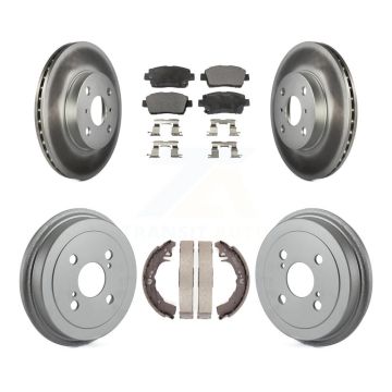 Front Rear Coated Disc Brake Rotors Ceramic Pads And Drum Kit For 2001-2005 Toyota Echo KGT-102532