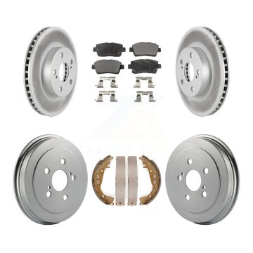Front Rear Coated Disc Brake Rotors Ceramic Pads And Drum Kit For 2004-2008 Toyota Prius KGT-102544