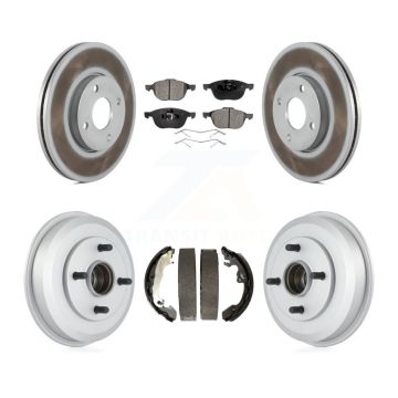 Front Rear Coated Brake Rotors Ceramic Pad Drum Kit For Ford Focus Wheel Bearing Included KGT-102546
