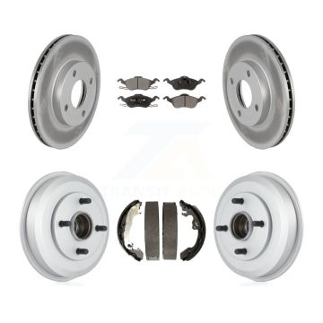 Front Rear Coated Brake Rotors Ceramic Pad Drum Kit For Ford Focus Wheel Bearing Included KGT-102547